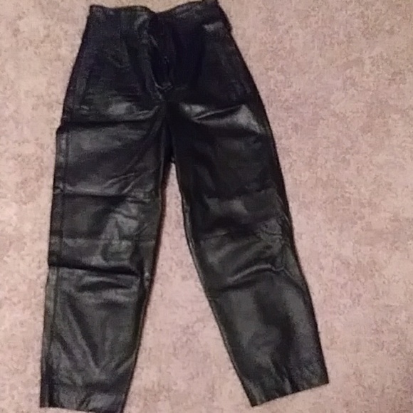 Grunge Vintage Italian Leather Black Pants - Picture 1 of 3